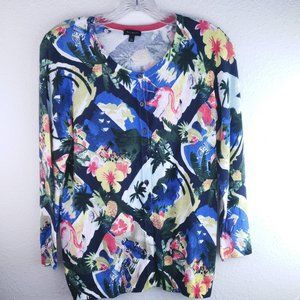 Talbots Button Down Flamingo Cardigan Sweater